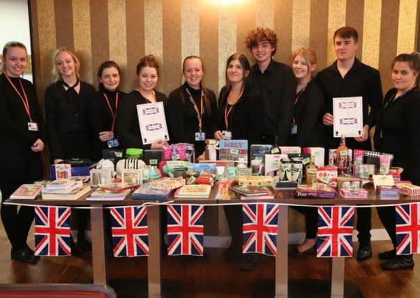 Students with their raffle prizes at the best-of-British event.