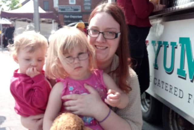 KayleighShaw 22 of Kirkby with daughters Georgia 3 and Taylor Mae 1.