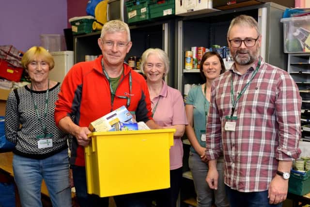 Bulwell and Bestwood Foodbank at St Philip's Church, picture includes Jill, Peter, Sue, Adele and manager Nigel Webster