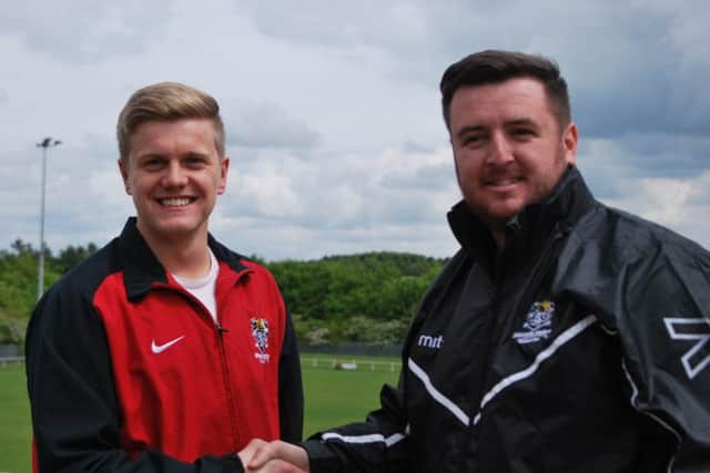 New arrivals Aidy Harris (left) and Lewis Saxby (right) at Blidworth. Picture by Ellena Hutchinson.
