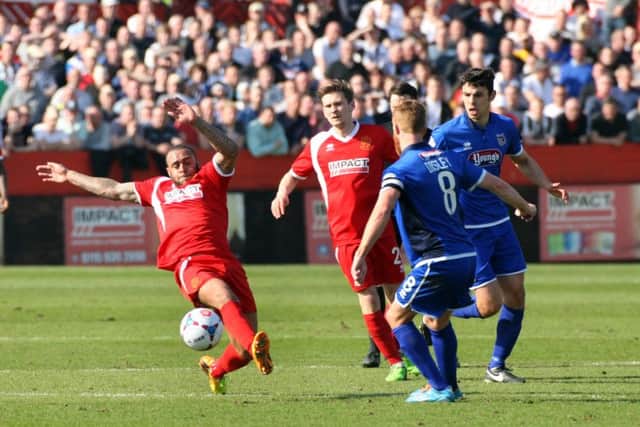 Craig Disley pictured here in action against Alfreton when at Grimsby