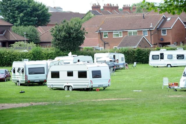 Travellers on Sutton Lawn.
