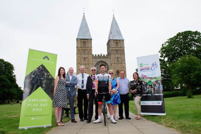 Nottinghamshire will host stage four of the 2017 OVO Energy Tour of Britain in September.  The route starts in Mansfield and finishes in Newark, passing Southwell Minster en route.  Matt Cronshaw of the Madison Genesis Team was at Southwell Minster to promote the event.Picture: Chris Vaughan PhotographyDate: June 20, 2017