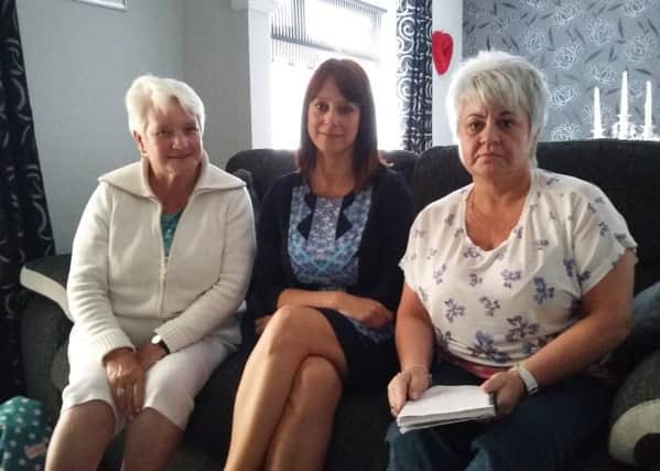 MP Gloria De Piero with worried Pauline Bray and her elderly mums sister, Cath Drabble.