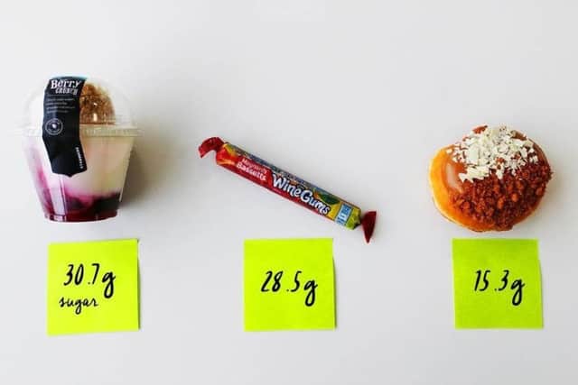 A Starbucks Berry Crunch breakfast pot contains double the amount of sugar than a Biscoff Krispy Kreme doughnut.