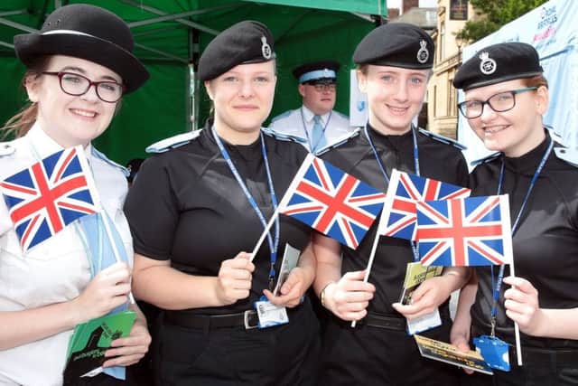 A bunch of happy cadets at the Armed Forces Day event in Mansfield, United Kingdom, 25th June 2017. Photo by Glenn Ashley.