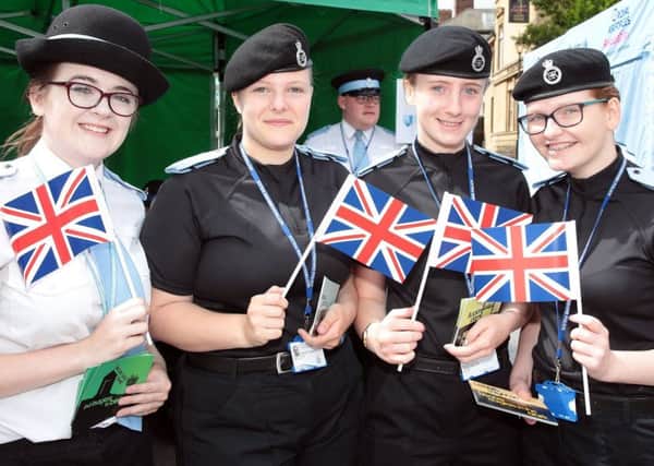 A bunch of happy cadets at the Armed Forces Day event in Mansfield, United Kingdom, 25th June 2017. Photo by Glenn Ashley.