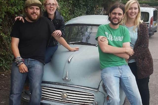 From left  Don Baschek and Carla Jacobs Chloe Silvers and Geoff Carlin, who are taking on the Mongol Rally on July 16.