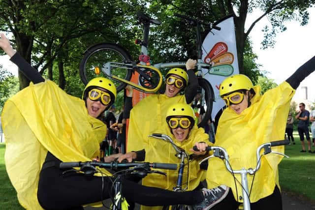Active Ashfield Wheelie Good Day at Sutton Lawn.
Bicycle Ballet join in the fun during the parade around Sutton Lawn on Saturday morning to celebrate the forth coming arrival of the Tour of Britain cyclists through Ashfield.