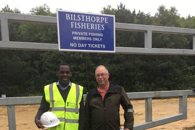 Rippon Homess site manager Keith Richards (left) with Mark Johnson, of Bilsthorpe Fisheries.