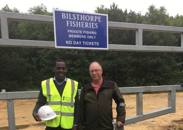 Rippon Homess site manager Keith Richards (left) with Mark Johnson, of Bilsthorpe Fisheries.