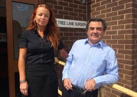 Councillor Vaughan Hopewell and practice manager Nicola Ryan outside the closure-threatened surgery.