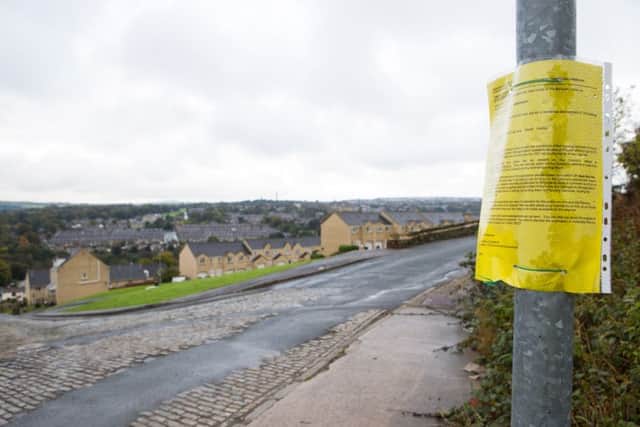 A planning application notice on display.