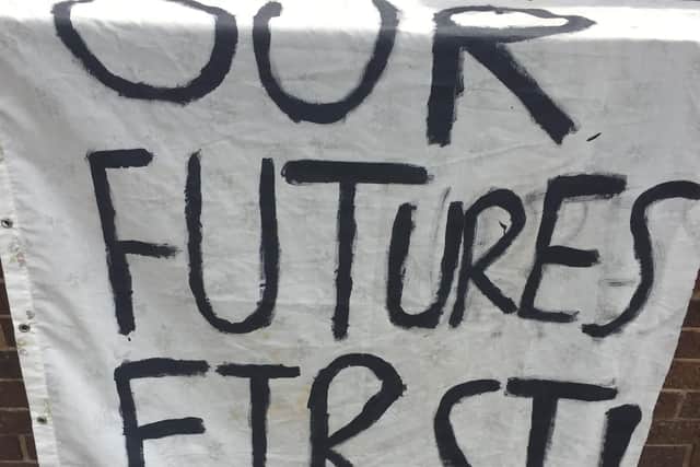 Banners outside the school