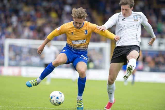 Danny Rose holds off a challenge during Stags' pre-season friendly against Sheffield Wednesday. (PHOTO BY: Dean Atkins)