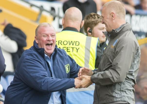 Mansfield Town v Sheffield Wednesday
Pre-season friendly 2017/18
Mansfield manager Steve Evans shares a joke with Wednesday coach Lee Bullen