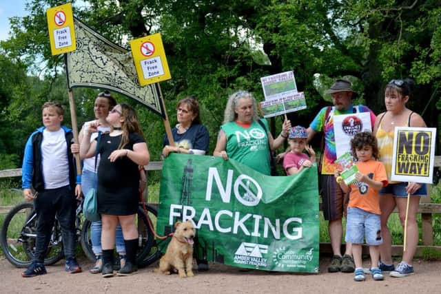 Anti-fracking demonstrators at the Major Oak, Sherwood Forest