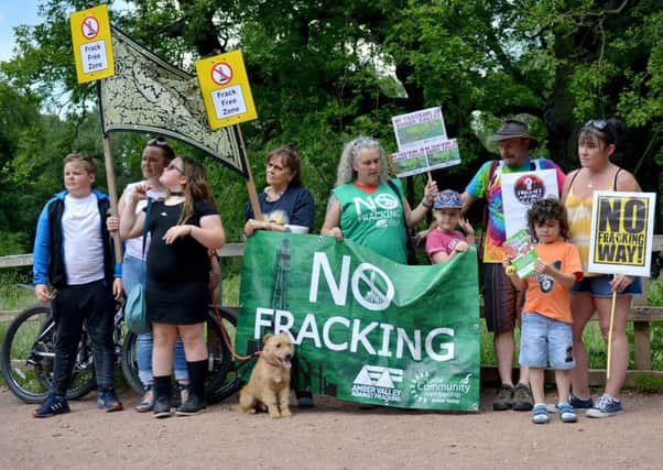 Anti-fracking demonstrators at the Major Oak, Sherwood Forest
