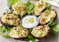 Spring Onion and Celery Loaded Potato Skins.