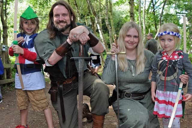 Robin Hood Festival.
Liam and Lily Doherty prove ready for action when they met up with Robin and Maid Marion from the Robin Hood Legacy during Saturday's festival.