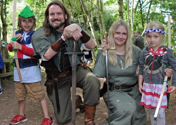 Robin Hood Festival.
Liam and Lily Doherty prove ready for action when they met up with Robin and Maid Marion from the Robin Hood Legacy during Saturday's festival.