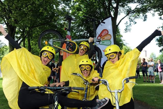 Active Ashfield Wheelie Good Day at Sutton Lawn.
Bicycle Ballet join in the fun during the parade around Sutton Lawn on Saturday morning to celebrate the forth coming arrival of the Tour of Britain cyclists through Ashfield.