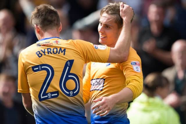 Crewe Alexandra vs Mansfield Town - Danny Rose celebrates with Joel Byrom - Pic By James Williamson