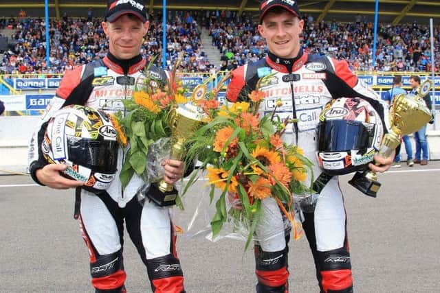 The victorious Birchall brothers after their success at Assen in the Netherlands (PHOTO BY: Wally Walters).