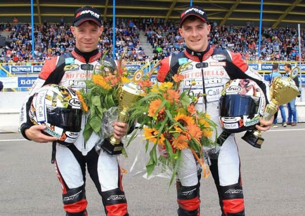 The victorious Birchall brothers after their success at Assen in the Netherlands (PHOTO BY: Wally Walters).