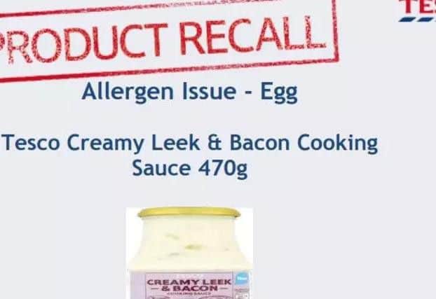 Tesco is recalling the sauce because of allergy fears.