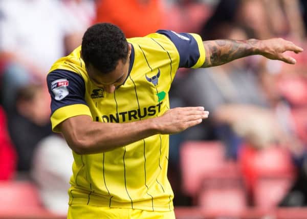 Kane Hemmings of Oxford United celebrates his goal During the EFL Skybet League One match between Sheffield United and Oxford United at Bramall Lane, Sheffield, 27th August 2016 Photo by James WIlliamson
