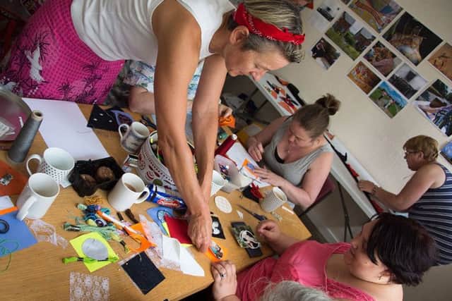 Banner making at New Bolsover Model Village.
