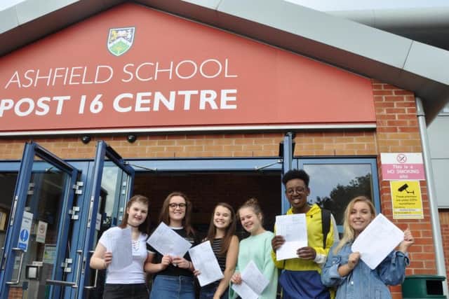 left to right: GCSE students Sophie Overfield, Emily Smith, striped to, Sophie Truepenny, Brandon Williams and Alexandra Worboys