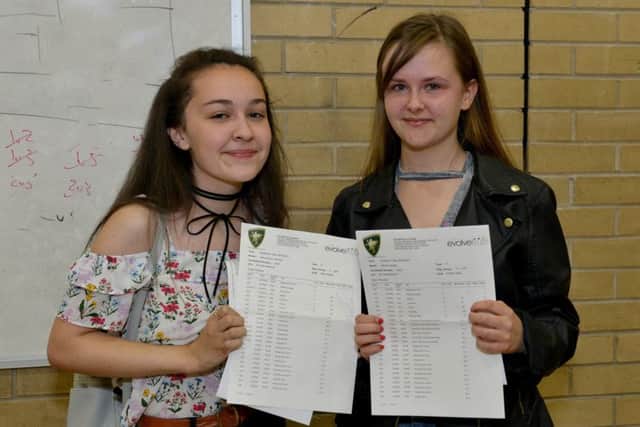 GCSE results day at Brunts Academy, pictured are Kiara Adcock and Nicole Boaler