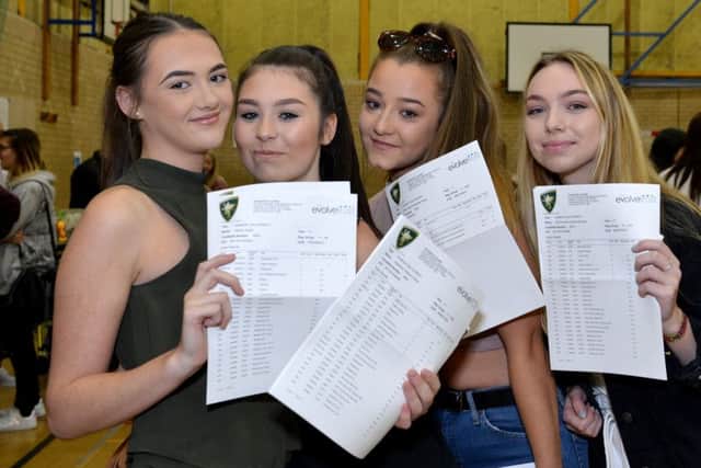 GCSE results day at Brunts Academy, pictured from left are Alissia Boath, Josie Dodson, Eva Bowdler and Holly Denny