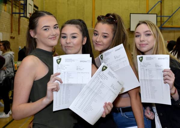GCSE results day at Brunts Academy, pictured from left are Alissia Boath, Josie Dodson, Eva Bowdler and Holly Denny
