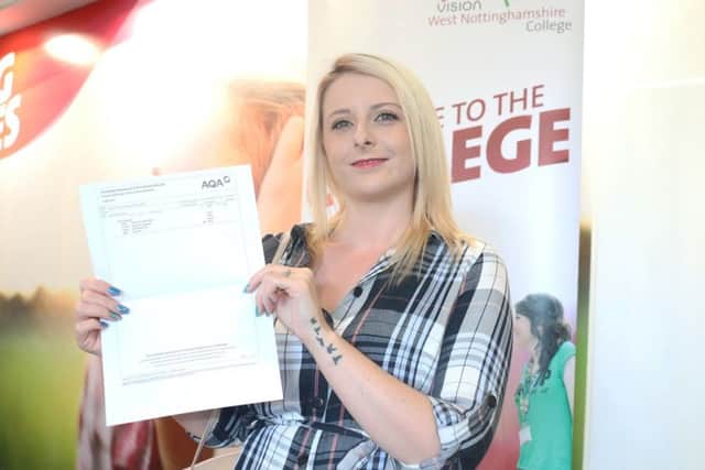 West Notts College student mother-of-four Racheal Bailey gained a grade 6 in English, 4 in maths and B in science in her GCSEs.