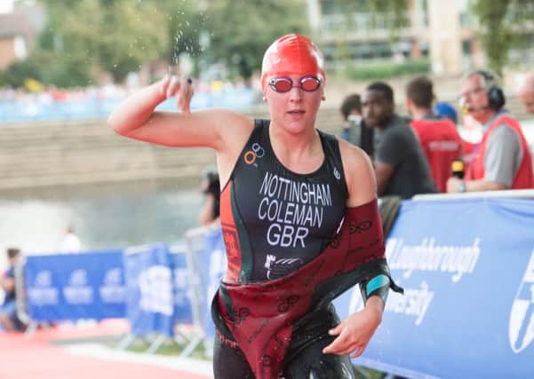 Mansfield teenager Libby Coleman in action at the British Triathlon Mixed Relay Cup event. (PHOTO BY: David Pearce)