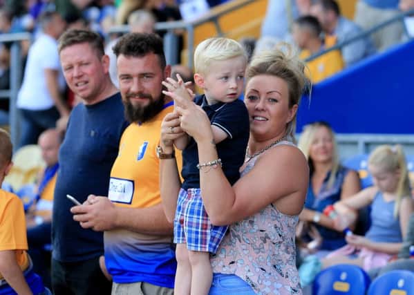 Mansfield fans during the Sky Bet League 2 match between Mansfield Town and Luton Town at the One Call Stadium, Mansfield, England on 26 August 2017. Photo by Leila Coker.