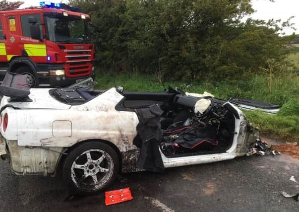 Crash in Blyth Road, Ranskill. Photo from Nottinghamshire Fire and Rescue