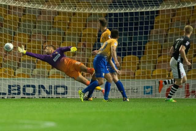 Mansfield vs Lincoln - Elliott Whitehouse of Lincoln City levels the scores - Pic By James Williamson