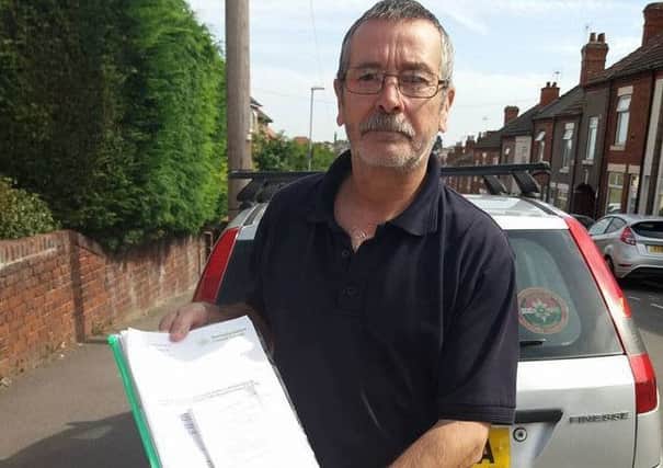 John Bush of Barker Street  Huthwaite who has received a Fixed Penalty Notice for parking on Zig Zags outside his house.