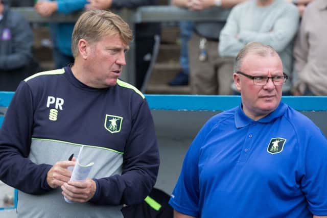 Carlisle United v Mansfield Town - Mansfield Town Assistant Manager Paul Raynor and Mansfield Town manager Steve Evans - Pic By James Williamson