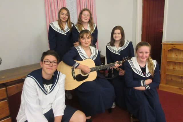 Lorna and Mary Shephard, Rooth Hamilton, Suzanna and Abigail Hobbs and Jordan Thorpe, the singing group in the comedy Ruby, presented at Alfreton Wesley Church.