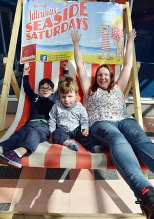 Last of summer fun at idlwells shopping centre. Rebecca, Mikael and samuel Shaw.