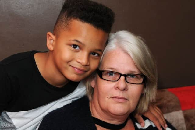 Julie Toyne and with her son Leon, 9.