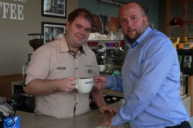 Costa manager Jordan Waites with Jephsons Mark BetteleyCosta manager Jordan Waites with Jephsons Mark Betteley