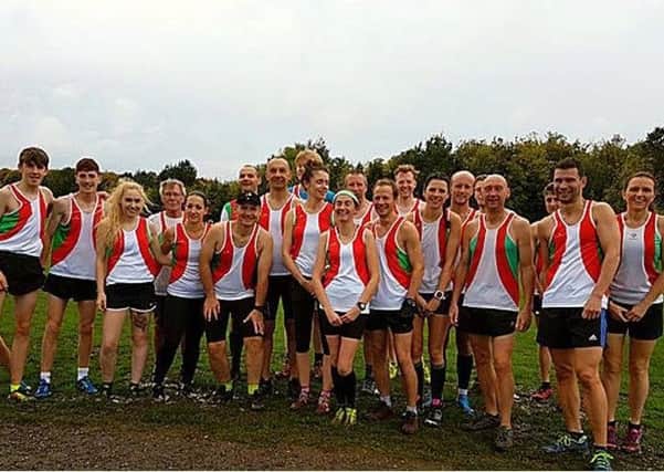 The successful Sutton Harriers cross-country runners at Shipley Park in Heanor for the Booths Decorators League curtain-raiser.