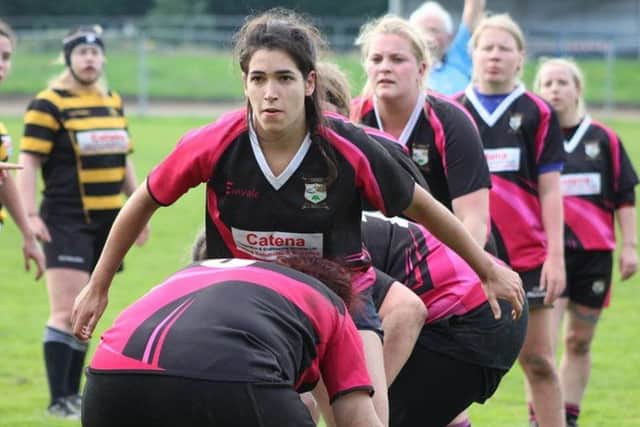 Flanker Elena Martin-Lopez in action for Ashfield Ladies against Derby Vipers.