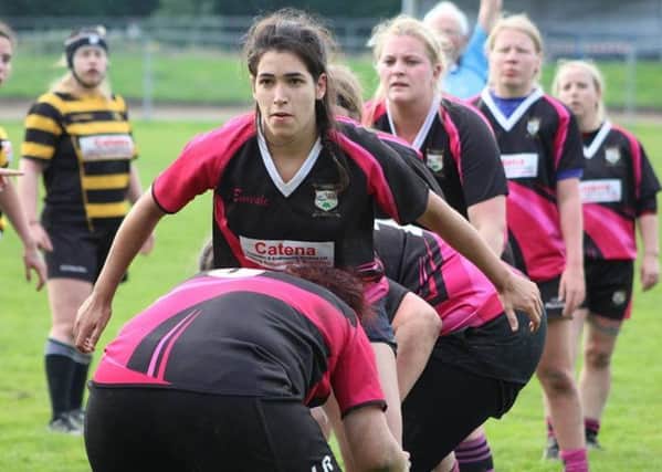 Flanker Elena Martin-Lopez in action for Ashfield Ladies against Derby Vipers.